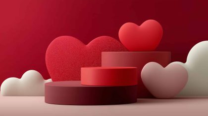 情人节爱心 3D 展示台 浪漫素材