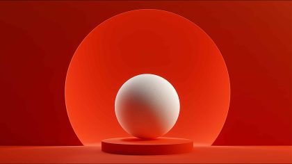 红色极简 3D 球体 产品素材