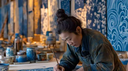 苗-蜡染秘纹・蓝白交错