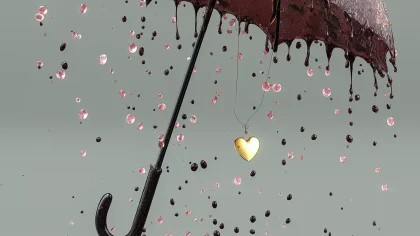 巧克力日情侣雨伞创意场景