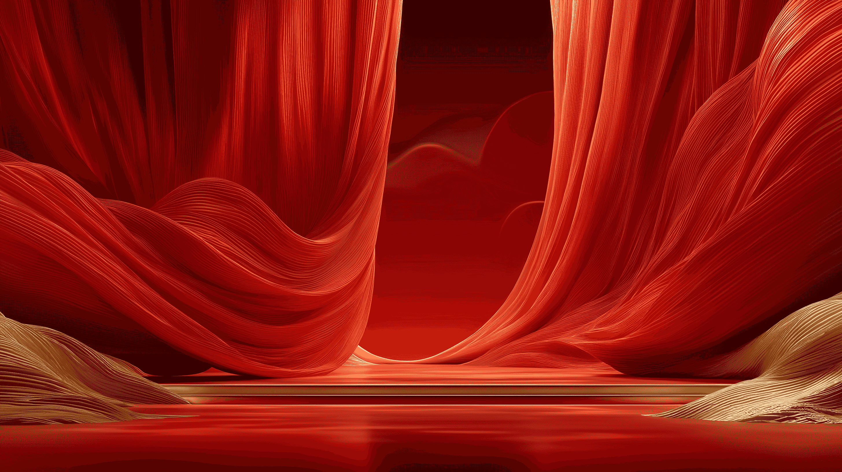 喜庆红绸质感场景 高端商用素材