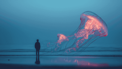 超现实发光水母 梦幻素材