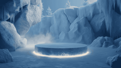 冰雪场景圆形展示台 冷冽