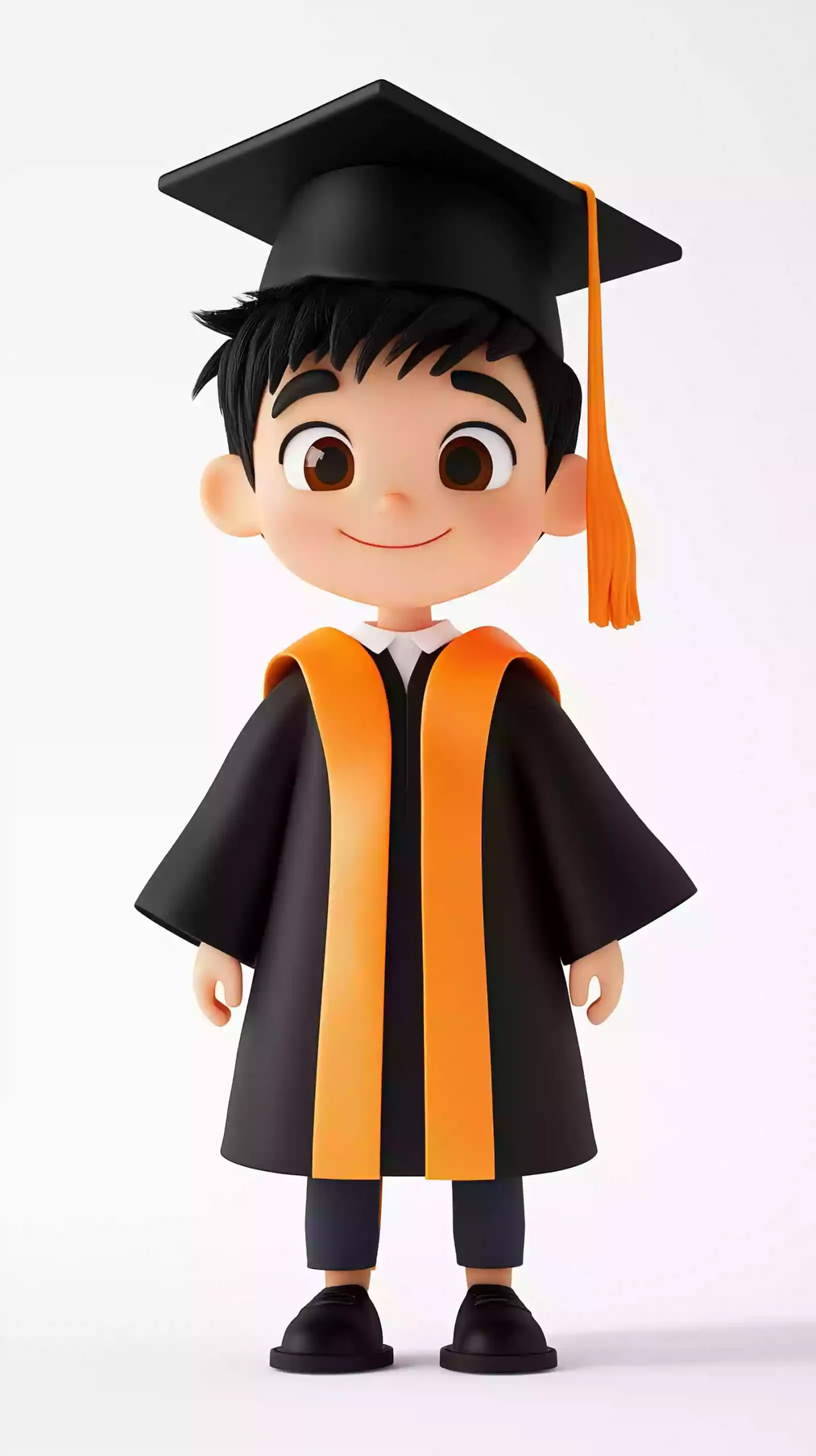 卡通毕业男孩 橙色流苏学位服 - 图片 2