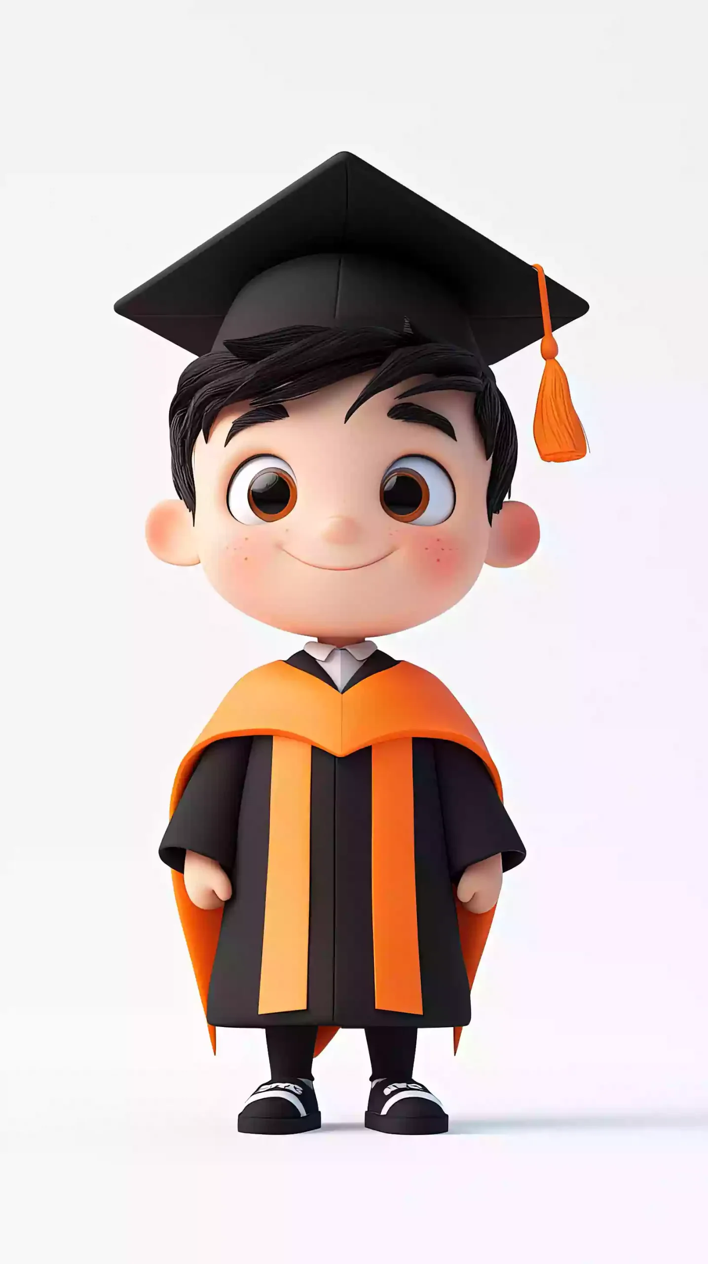卡通毕业男孩 橙色流苏学位服